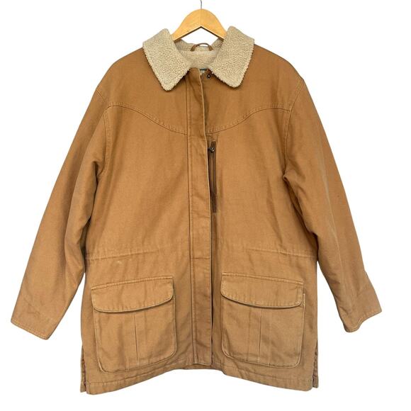 Cabela's Jacket Womens XL Brown Sherpa Lined Canvas Barn Coat Workwear Hunting - Picture 1 of 10